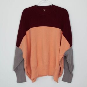Free People‎ Womens Oversized Colorblock Sweater Size S Dolman Sleeve Slouchy